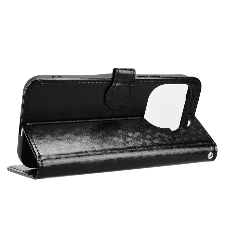 For Xiaomi 17T Pro Wallet Case Dot Pattern Imprint PU Leather Phone Cover with Wrist Strap - Black