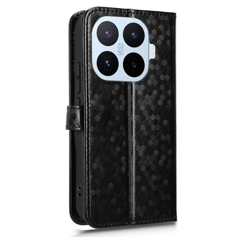 For Xiaomi 17T Pro Wallet Case Dot Pattern Imprint PU Leather Phone Cover with Wrist Strap - Black