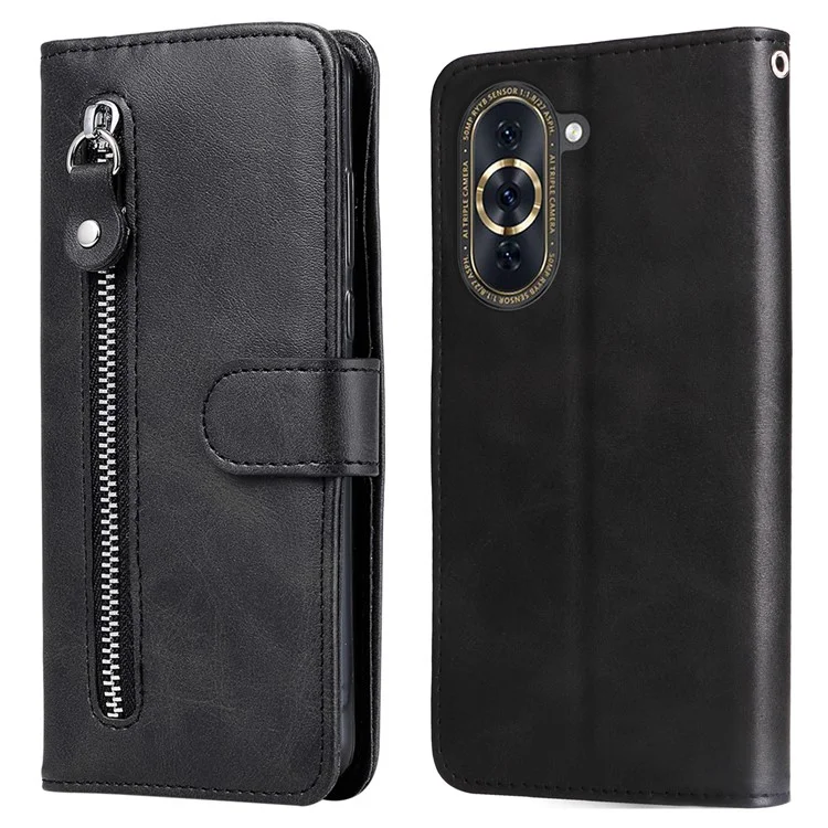 Para Huawei Nova 10 Pro 4G Texture PU PU Cuca Del Polector Del Polecha Case de Teléfonos Magnetic Soport Cover Cover de Billetera - Negro