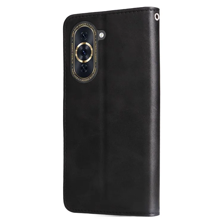 Para Huawei Nova 10 Pro 4G Texture PU PU Cuca Del Polector Del Polecha Case de Teléfonos Magnetic Soport Cover Cover de Billetera - Negro