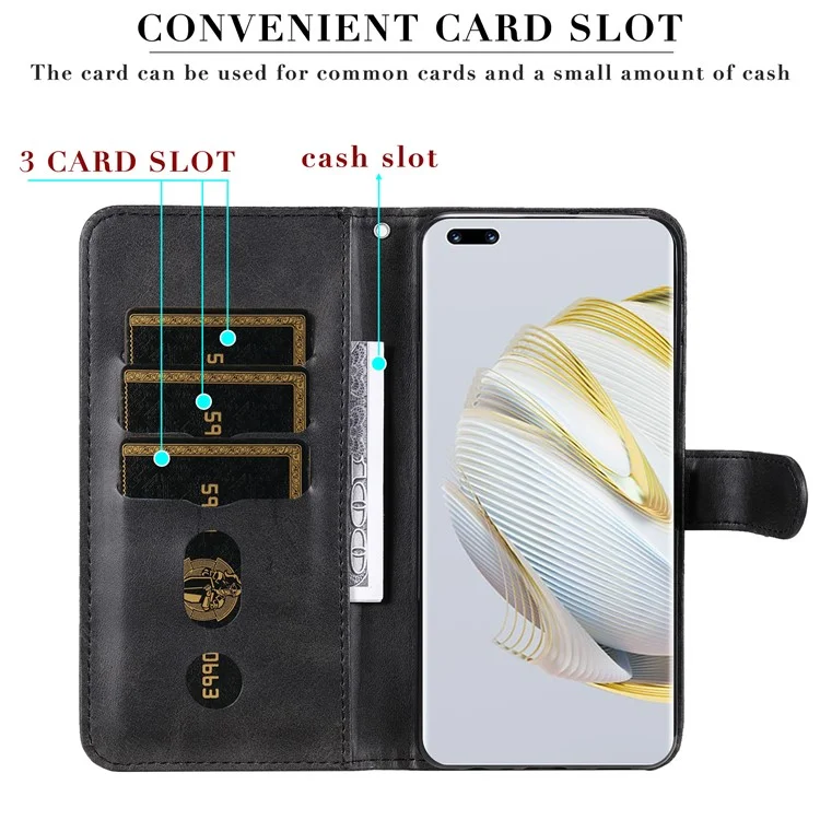 Para Huawei Nova 10 Pro 4G Texture PU PU Cuca Del Polector Del Polecha Case de Teléfonos Magnetic Soport Cover Cover de Billetera - Negro