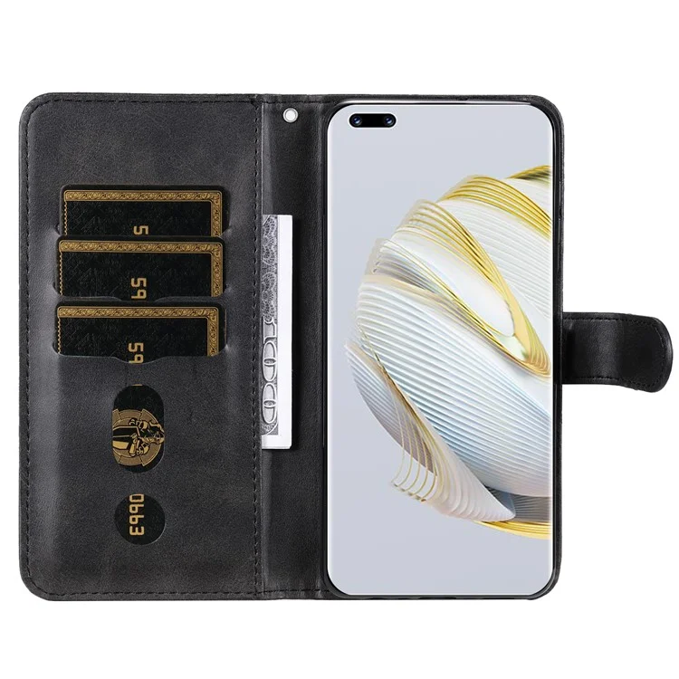 Para Huawei Nova 10 Pro 4G Texture PU PU Cuca Del Polector Del Polecha Case de Teléfonos Magnetic Soport Cover Cover de Billetera - Negro