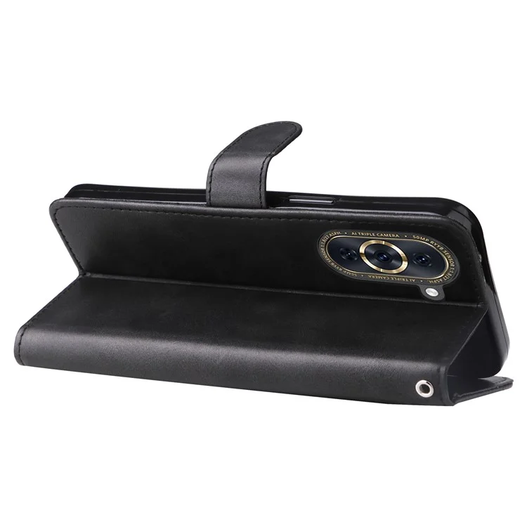 Para Huawei Nova 10 Pro 4G Texture PU PU Cuca Del Polector Del Polecha Case de Teléfonos Magnetic Soport Cover Cover de Billetera - Negro