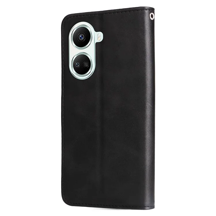 Calf Texture PU Leather Phone Case for Huawei nova 10 SE 4G, Zipper Pocket Stand Wallet Full Protection Cover - Black