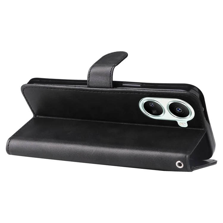 Calf Texture PU Leather Phone Case for Huawei nova 10 SE 4G, Zipper Pocket Stand Wallet Full Protection Cover - Black