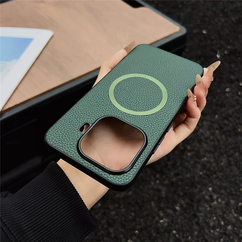 Funda magnética para Xiaomi 17T, textura de cuero PU tipo lichi + carcasa trasera de TPU - Negro