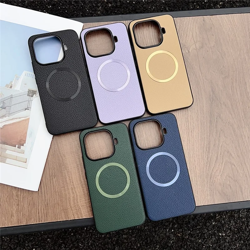 Funda magnética para Xiaomi 17T, textura de cuero PU tipo lichi + carcasa trasera de TPU - Negro