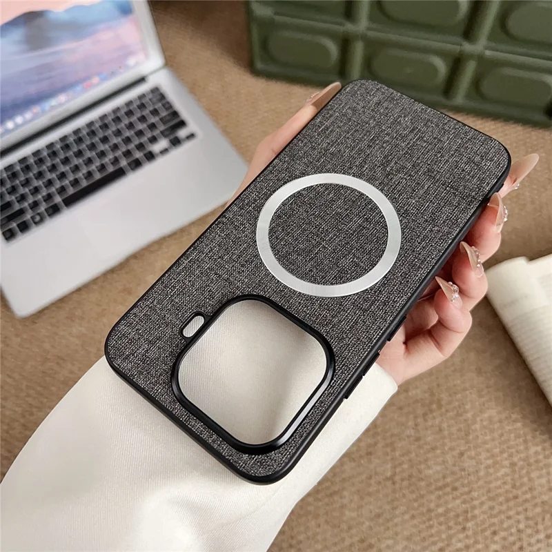 For Xiaomi 17T Magnetic Case Drop-Proof TPU + Cloth Back Phone Cover - Black