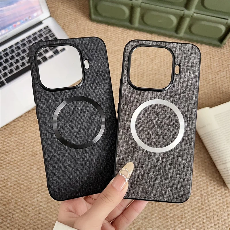 For Xiaomi 17T Magnetic Case Drop-Proof TPU + Cloth Back Phone Cover - Black