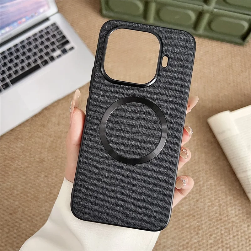 For Xiaomi 17T Pro Magnetic Case Drop-Proof TPU + Cloth Back Phone Cover - Black