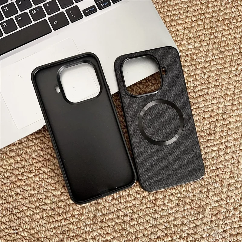 For Xiaomi 17T Pro Magnetic Case Drop-Proof TPU + Cloth Back Phone Cover - Black
