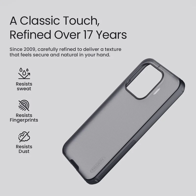 NILLKIN Frosted Shield Pro til Xiaomi 17T, taskase i mat PC + TPU - Transparent sort