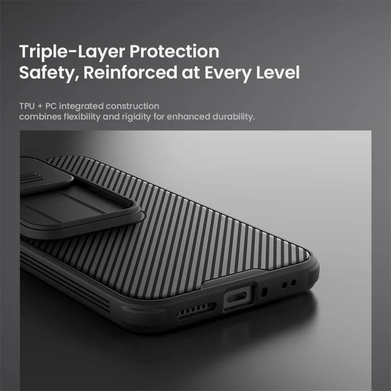 NILLKIN Camshield Pro Series para Xiaomi 17T Pro Funda PC + TPU con Cubierta Deslizante para Cámara - Negro