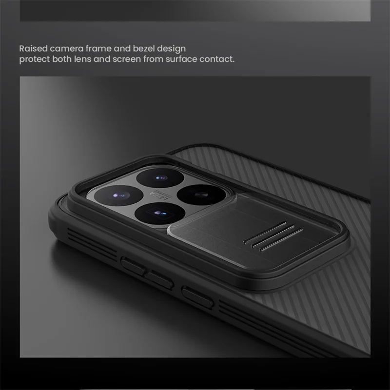 NILLKIN Camshield Pro Series para Xiaomi 17T Pro Funda PC + TPU con Cubierta Deslizante para Cámara - Negro