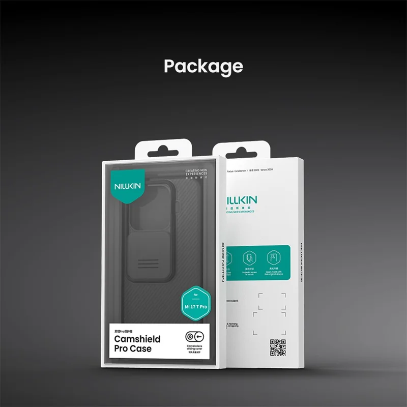 NILLKIN Camshield Pro Series para Xiaomi 17T Pro Funda PC + TPU con Cubierta Deslizante para Cámara - Negro