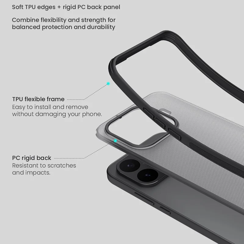 NILLKIN Frosted Shield Pro For Xiaomi 17T Pro Case Matte PC + TPU Phone Cover - Transparent Black