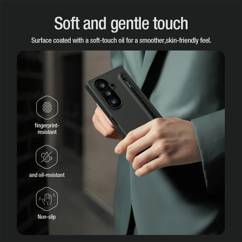 NILLKIN Flex Pure Fold Case for Samsung Galaxy Z Fold8 Ultra Silicone + PC Phone Cover with Stylus Pen - Black