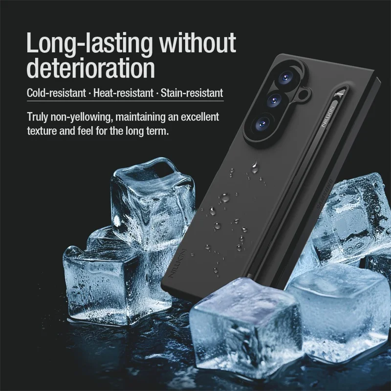 NILLKIN Flex Pure Fold Case for Samsung Galaxy Z Fold8 Ultra Silicone + PC Phone Cover with Stylus Pen - Black