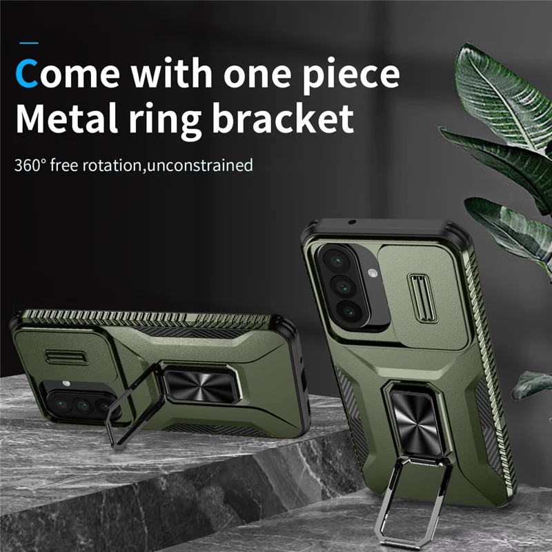 For Samsung Galaxy A27 Case Camshield Kickstand TPU + PC Anti-Slip Phone Cover - Green