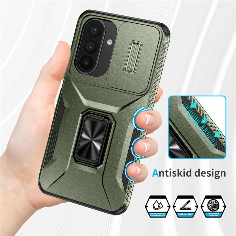 For Samsung Galaxy A27 Case Camshield Kickstand TPU + PC Anti-Slip Phone Cover - Green
