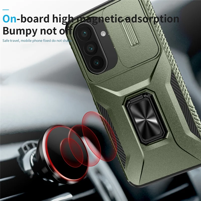 For Samsung Galaxy A27 Case Camshield Kickstand TPU + PC Anti-Slip Phone Cover - Green