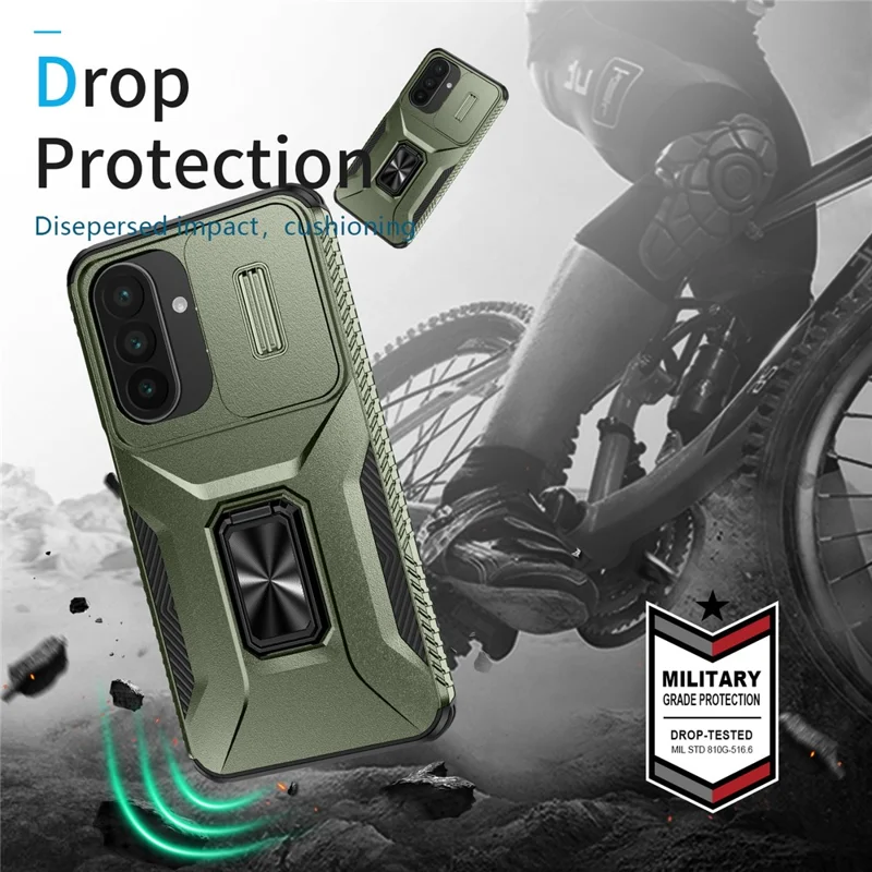 For Samsung Galaxy A27 Case Camshield Kickstand TPU + PC Anti-Slip Phone Cover - Green