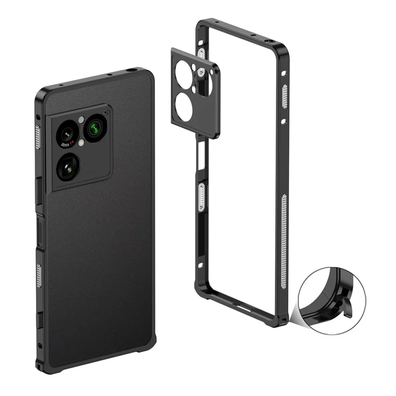 Fundas abrazadera para Sony Xperia 1 VIII, carcasa metálica con disipación de calor y protector de lente - Negro