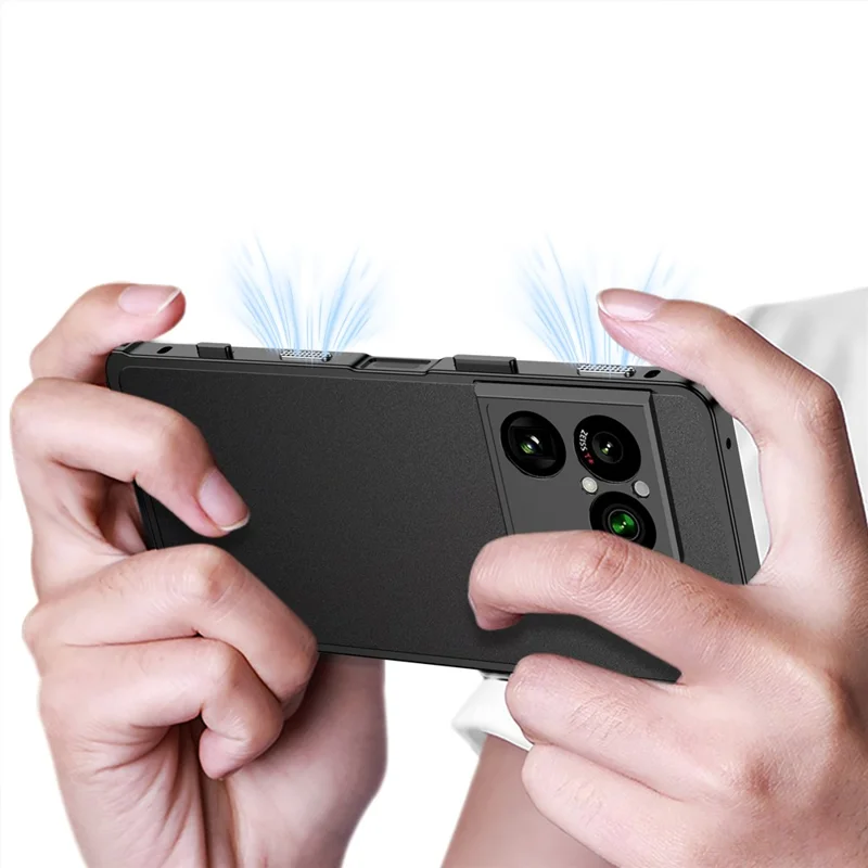Fundas abrazadera para Sony Xperia 1 VIII, carcasa metálica con disipación de calor y protector de lente - Negro