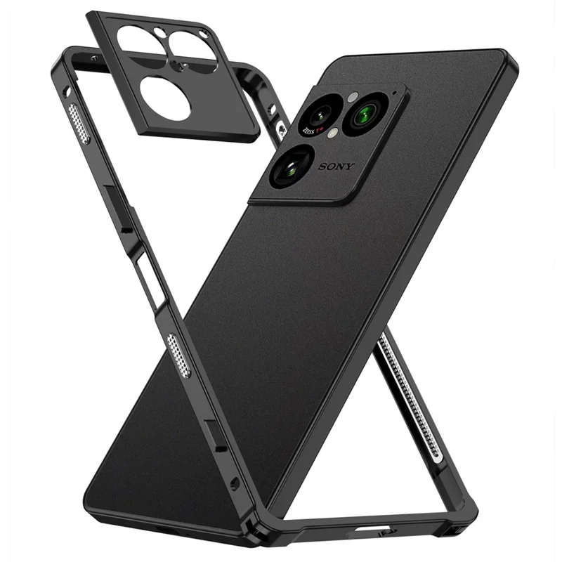 Fundas abrazadera para Sony Xperia 1 VIII, carcasa metálica con disipación de calor y protector de lente - Negro