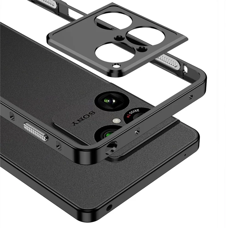 Fundas abrazadera para Sony Xperia 1 VIII, carcasa metálica con disipación de calor y protector de lente - Negro