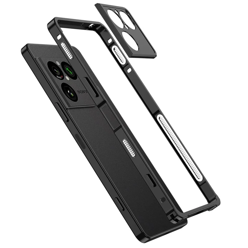 Fundas abrazadera para Sony Xperia 1 VIII, carcasa metálica con disipación de calor y protector de lente - Negro