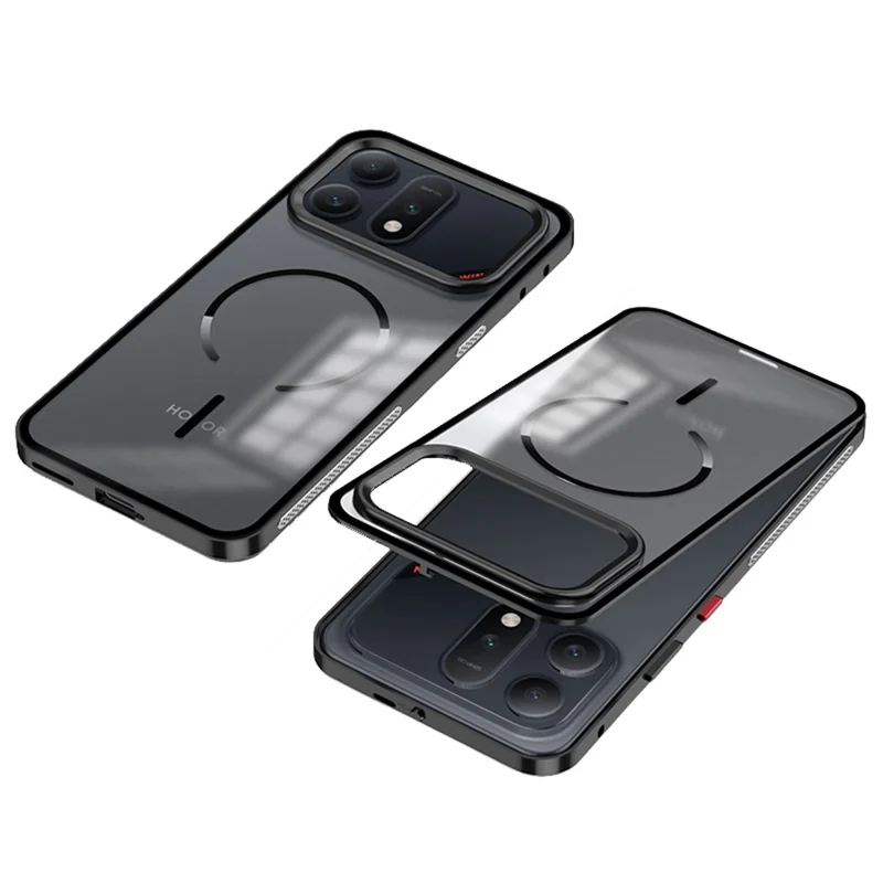 For Honor Win Turbo 5G Magnetic Case Aluminium Alloy PC Matte Phone Cover Pop-Up Snap Lock - Black