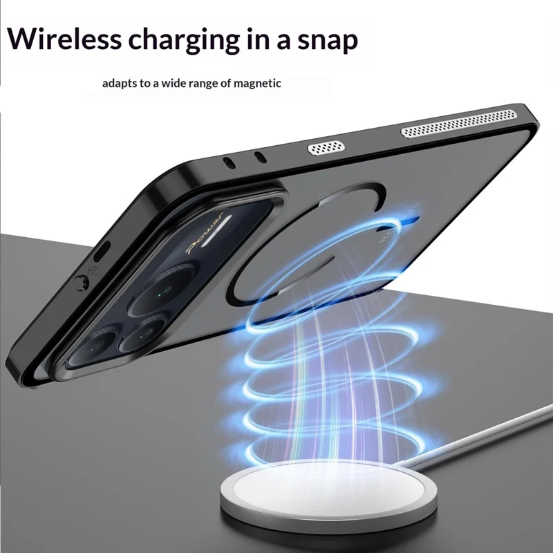 For Honor Win Turbo 5G Magnetic Case Aluminium Alloy PC Matte Phone Cover Pop-Up Snap Lock - Black
