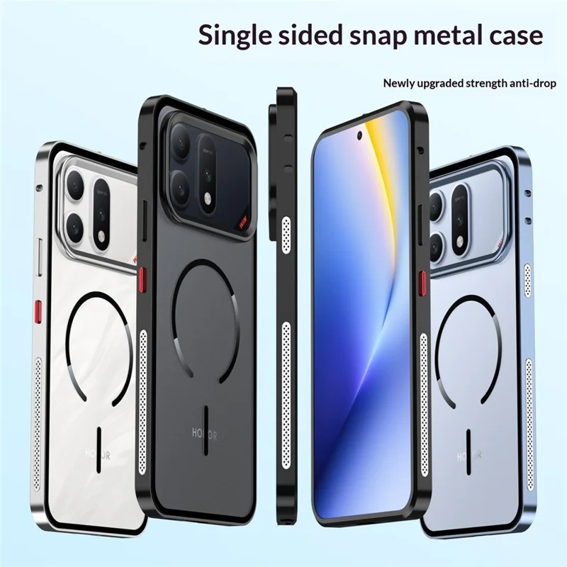 For Honor Win Turbo 5G Magnetic Case Aluminium Alloy PC Matte Phone Cover Pop-Up Snap Lock - Black