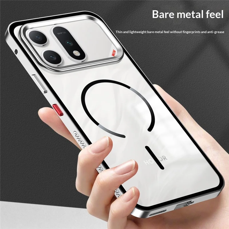 For Honor Win Turbo 5G Magnetic Case Aluminium Alloy PC Matte Phone Cover Pop-Up Snap Lock - Black