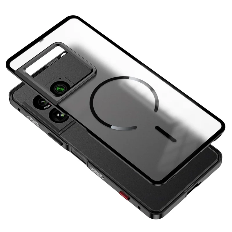 Étui magnétique pour Sony Xperia 1 VIII en alliage d'aluminium et PC mat, couvercle à dégagement rapide avec fermeture par clé - Noir