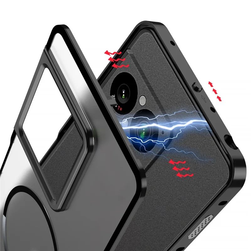 Étui magnétique pour Sony Xperia 1 VIII en alliage d'aluminium et PC mat, couvercle à dégagement rapide avec fermeture par clé - Noir