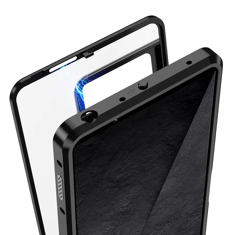 Étui magnétique pour Sony Xperia 1 VIII en alliage d'aluminium et PC mat, couvercle à dégagement rapide avec fermeture par clé - Noir
