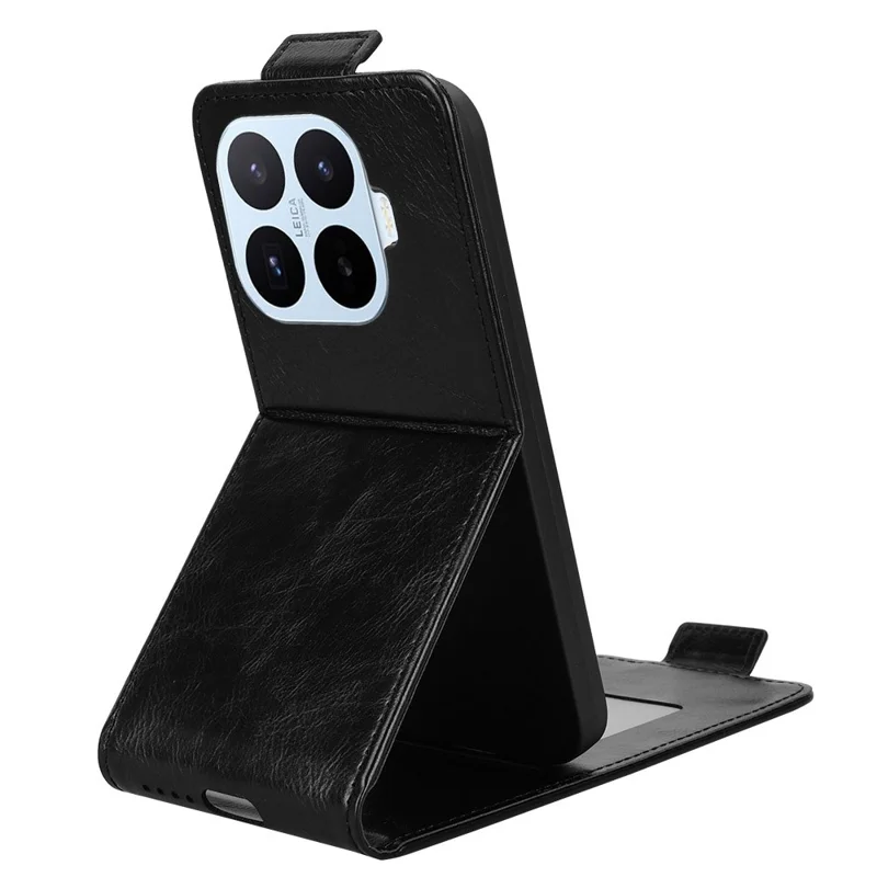 For Xiaomi 17T Pro Stand Case Magnetic Clasp Vertical Flip Leather Phone Cover with Card Holder - Black