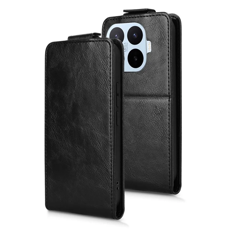 For Xiaomi 17T Pro Stand Case Magnetic Clasp Vertical Flip Leather Phone Cover with Card Holder - Black