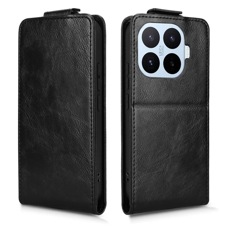 For Xiaomi 17T Pro Stand Case Magnetic Clasp Vertical Flip Leather Phone Cover with Card Holder - Black