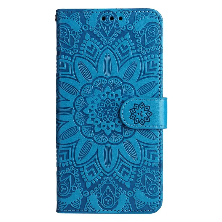 Para Huawei Nova 10 Pro 4G Sunflower Telephone Telephip Telephin Funda de Cuero Anti-scratch PU Cubierta Con Correa Para la Muñeca - Azul