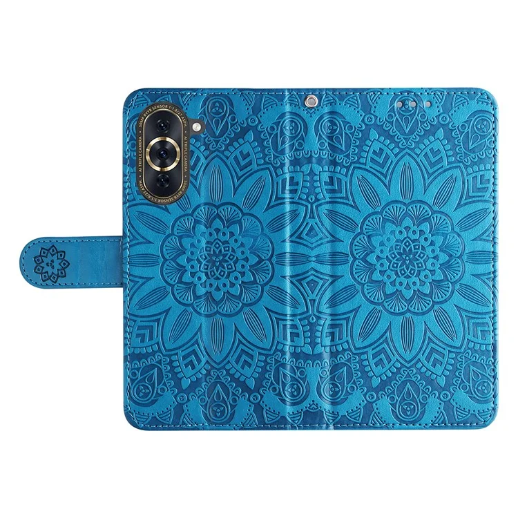 Para Huawei Nova 10 Pro 4G Sunflower Telephone Telephip Telephin Funda de Cuero Anti-scratch PU Cubierta Con Correa Para la Muñeca - Azul