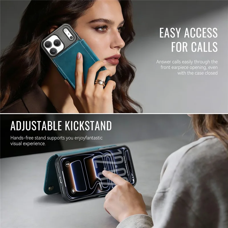 CASEME 053 para iPhone 17 Pro Max Funda Magnética con Bloqueo RFID, Funda Tipo Cartera de Cuero - Azul Retro