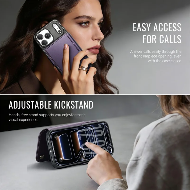 CASEME 053 para iPhone 17 Pro Max Funda Magnética con Bloqueo RFID, Cartera de Cuero Plegable para Teléfono - Morado