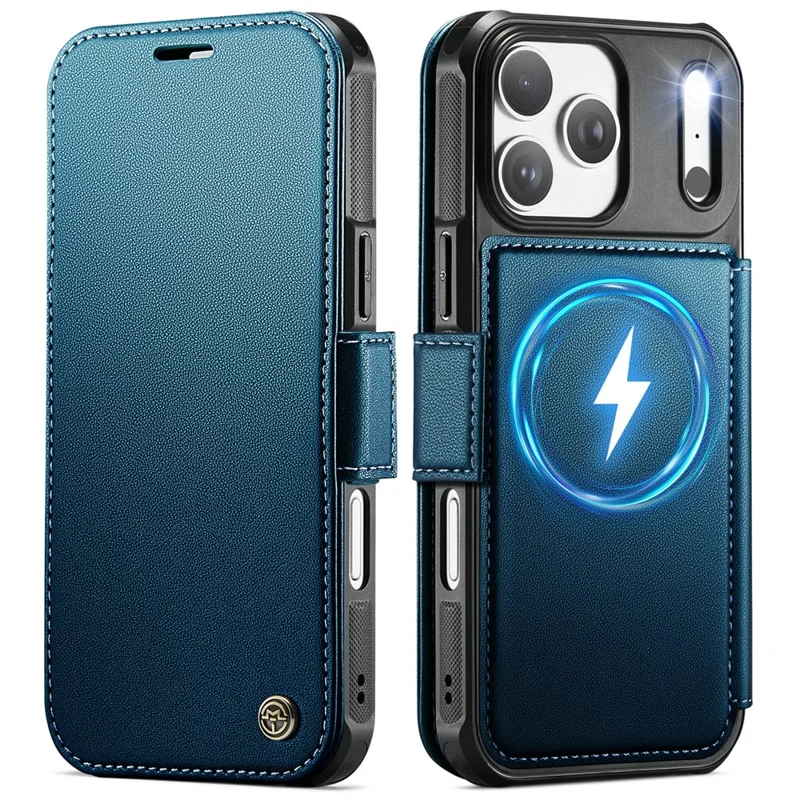 CASEME 053 para iPhone 17 Pro Max Funda Magnética con Bloqueo RFID, Cartera de Cuero Plegable - Azul