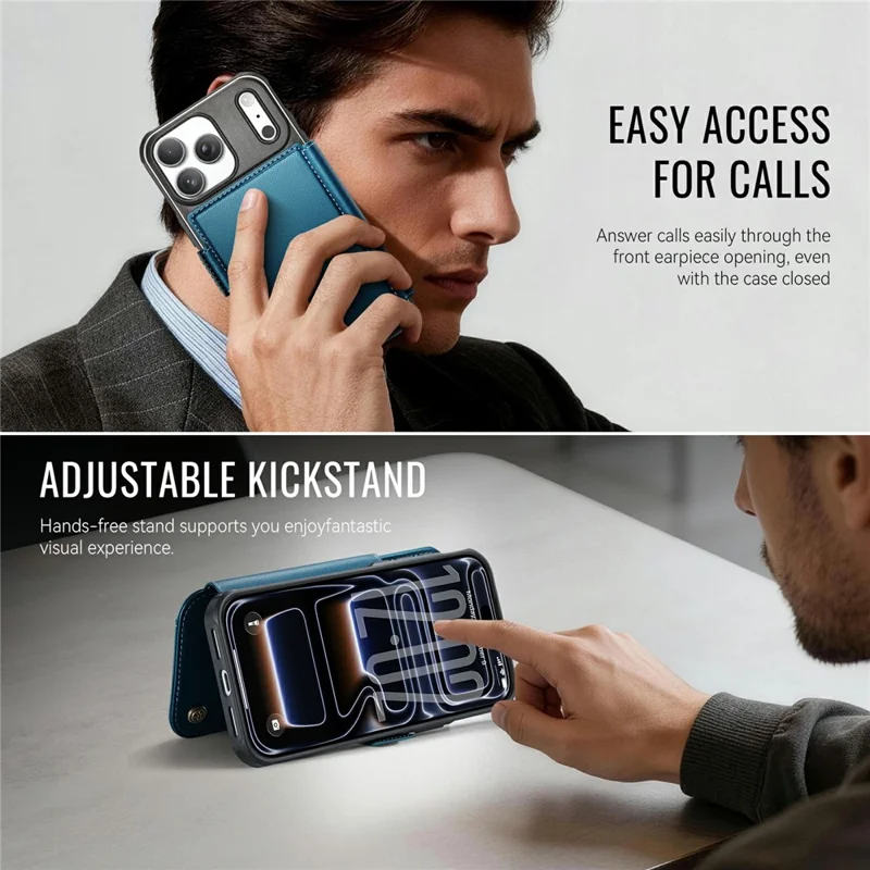 CASEME 053 para iPhone 17 Pro Max Funda Magnética con Bloqueo RFID, Cartera de Cuero Plegable - Azul
