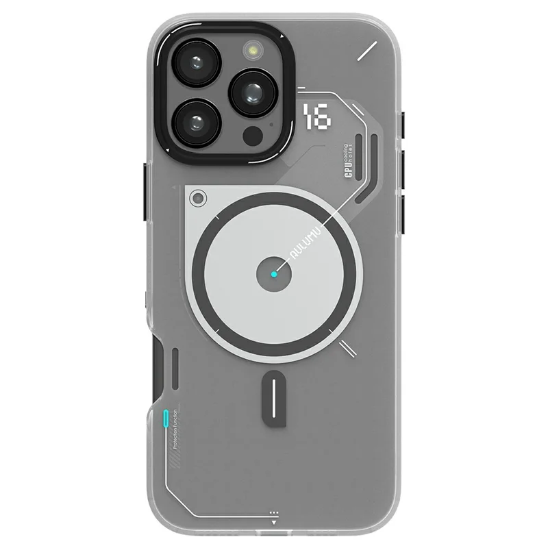 AULUMU A17 pour iPhone 16 Pro Coque Magnétique avec Design Lumineux dans le Noir, Housse en TPU IMD - Blanc