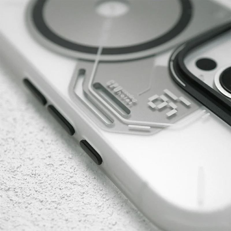 AULUMU A17 pour iPhone 16 Pro Coque Magnétique avec Design Lumineux dans le Noir, Housse en TPU IMD - Blanc