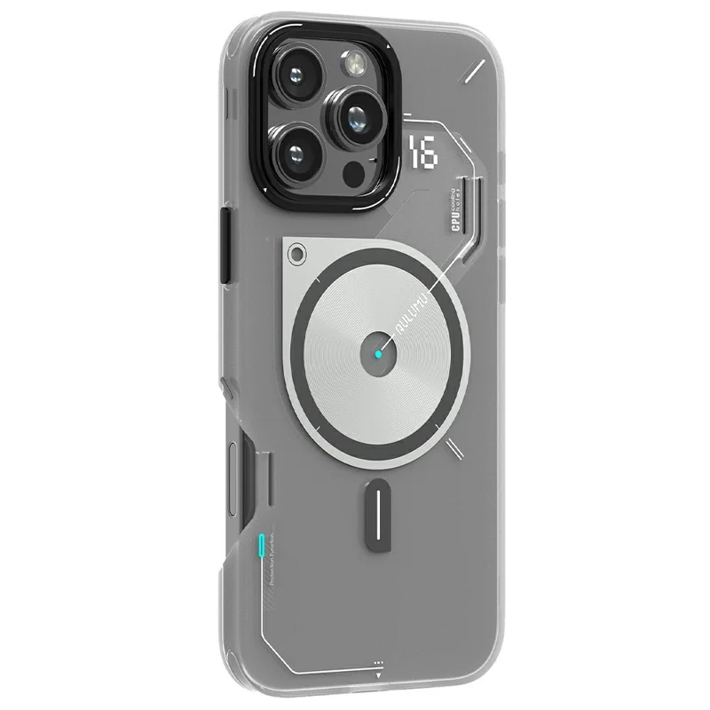 AULUMU A17 pour iPhone 16 Pro Coque Magnétique avec Design Lumineux dans le Noir, Housse en TPU IMD - Blanc